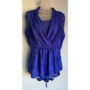 Sunday in Brooklyn Anthropologie Blouse Floral Blue Large